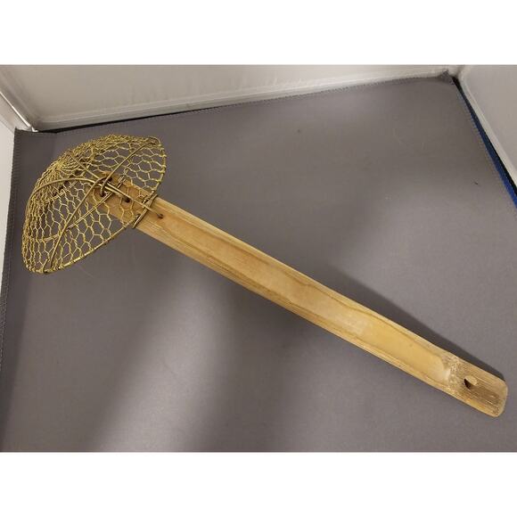 Vintage Large Deep Fry/Wok Cooking Spider Ladle/Strainer/Basket - 14" L x 5" Dia - Picture 4 of 6